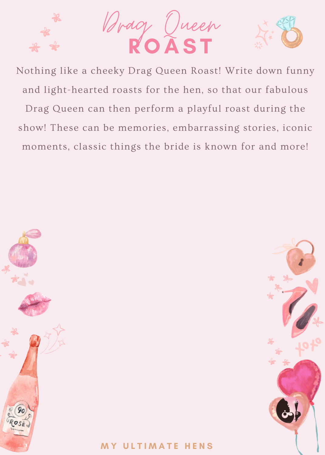 Drag Queen Hens Night Game Printable For Funny Roas The Bride To Be Game