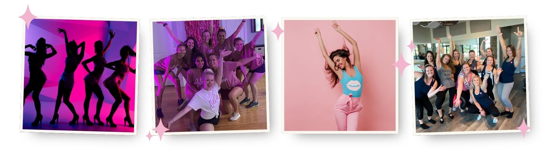 Hens groups dancing, from silhouettes on stage to a dance class