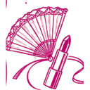 Pink hand fan and lipstick