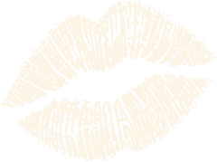 Hand-drawn cream lipstick kiss print, marking the cheeky games section of the hens night games list
