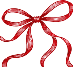 Hand-drawn red ribbon bow with long trailing tails, marking the icebreaker games section of the hens night games list