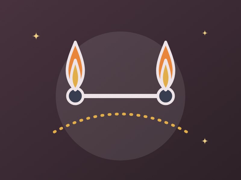 Illustration: a fire staff burning at both ends