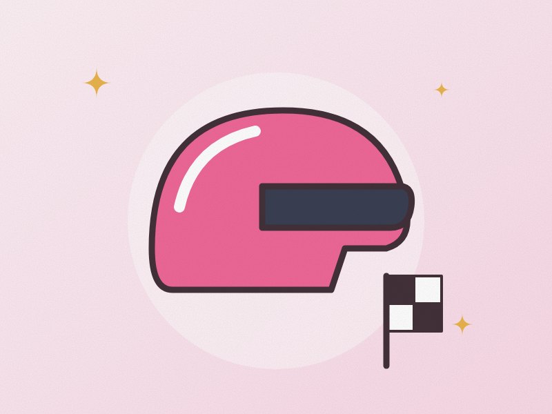 Illustration: a racing helmet and a chequered flag
