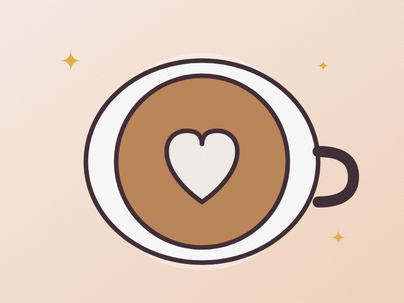 Illustration: a latte with a heart in the foam