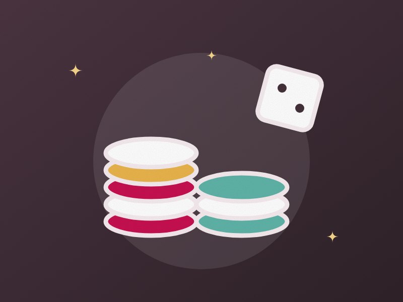 Illustration: stacks of poker chips and a die