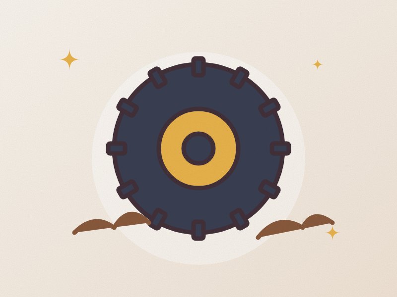 Illustration: a muddy quad bike tyre