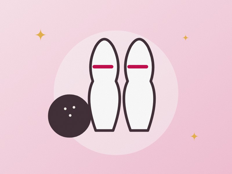 Illustration: bowling pins and a bowling ball