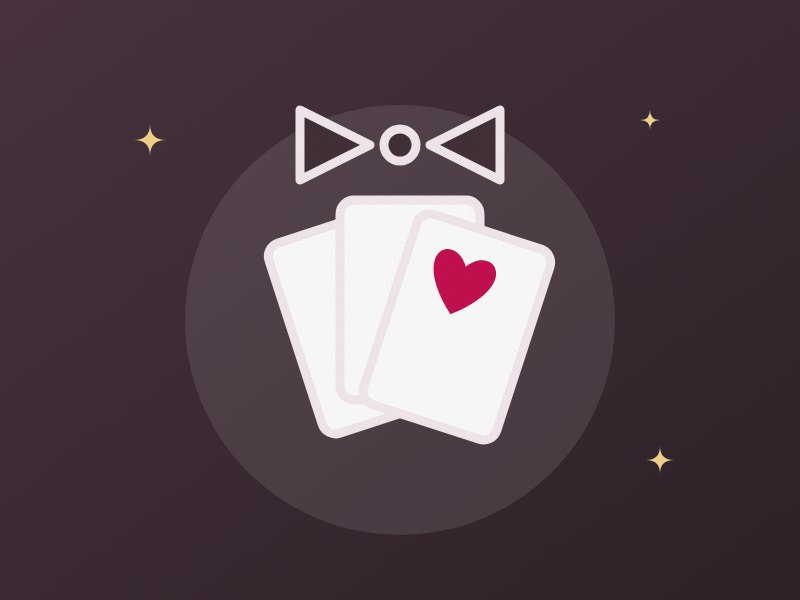 Illustration: a bow tie and a fan of playing cards