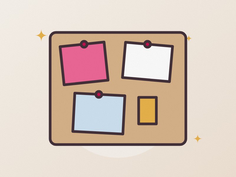 Illustration: a cork vision board with pinned pictures