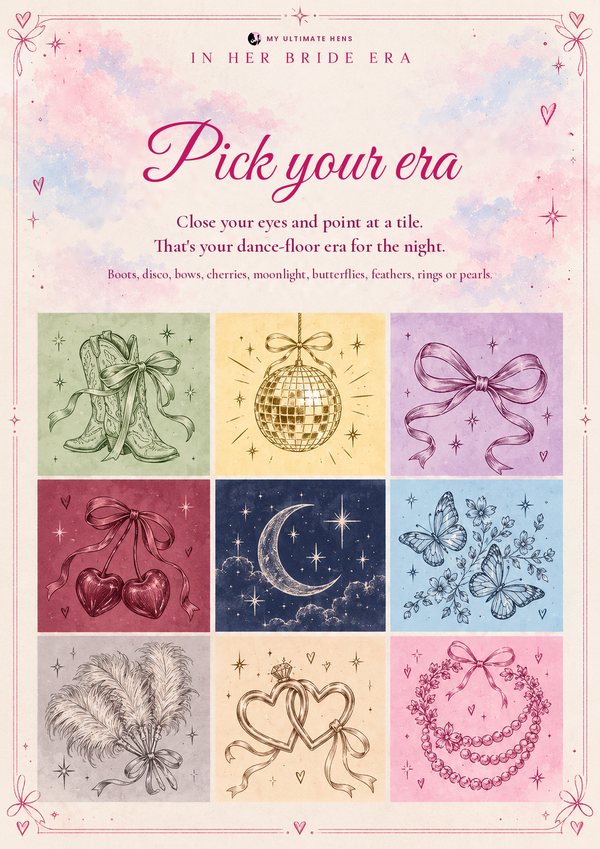 Pick your era game board with nine illustrated tiles