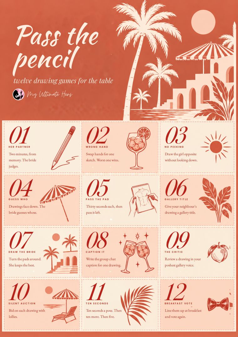 Pass the pencil printable from My Ultimate Hens, A4 poster