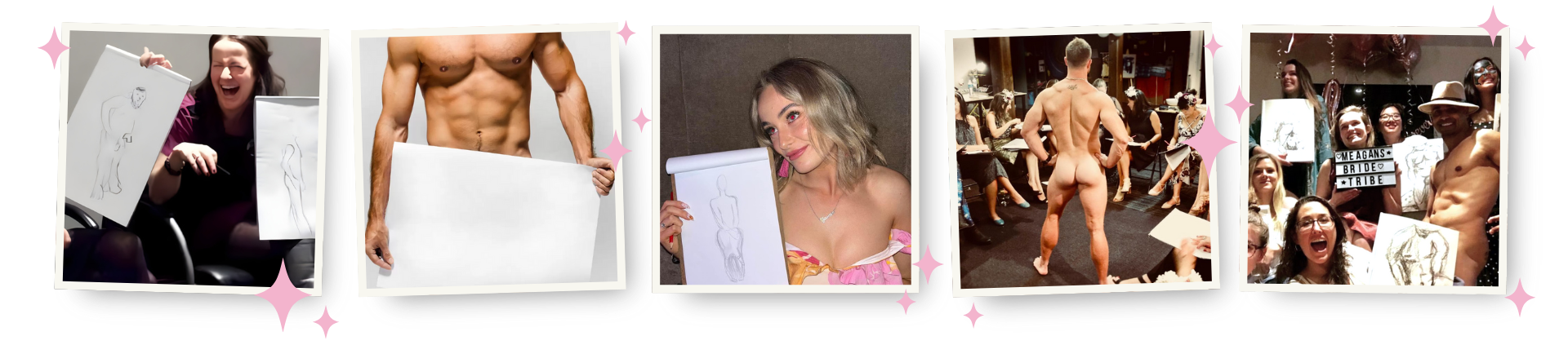 Hens showing their life drawing sketches with a model