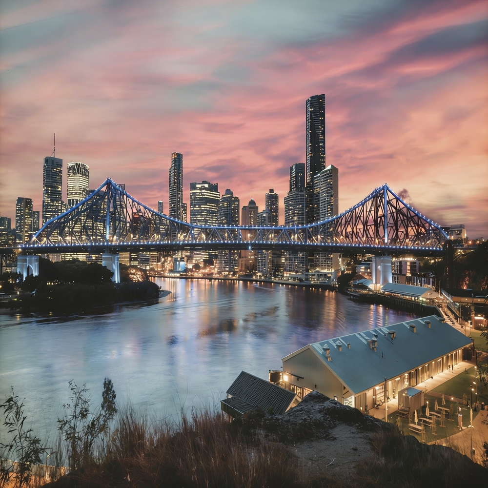 Story Bridge and the Brisbane skyline at dusk